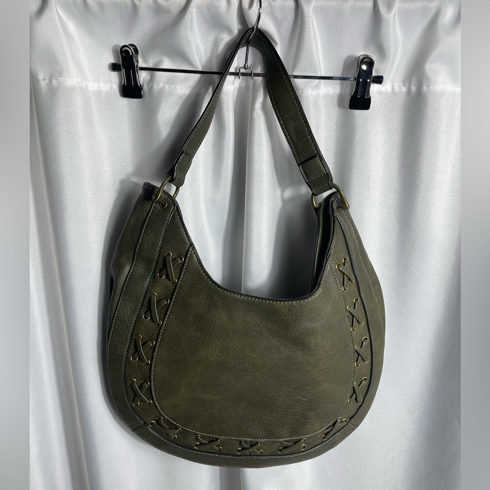 HAYDEN HARNETT SAVANNAH HOBO Deep Green  Satchel Shoulder Bag Purse Faux Leather
